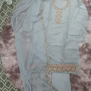 Tissue Silk Front All Sequence with Embroidery