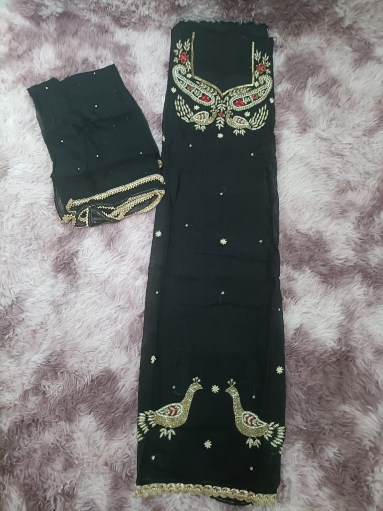 Georgette Unstitched Suit with Beads Work Embroidery